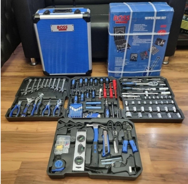 جعبه بکس و کیف ابزار چمدانی 187 پارچه باس مدل Box-187