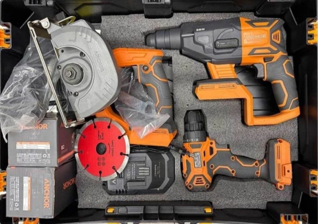 کیت برق کاری 3 عددی شارژی ۲۰ ولت براشلس آنکور مدل DCH1-DCR1-DCE1
