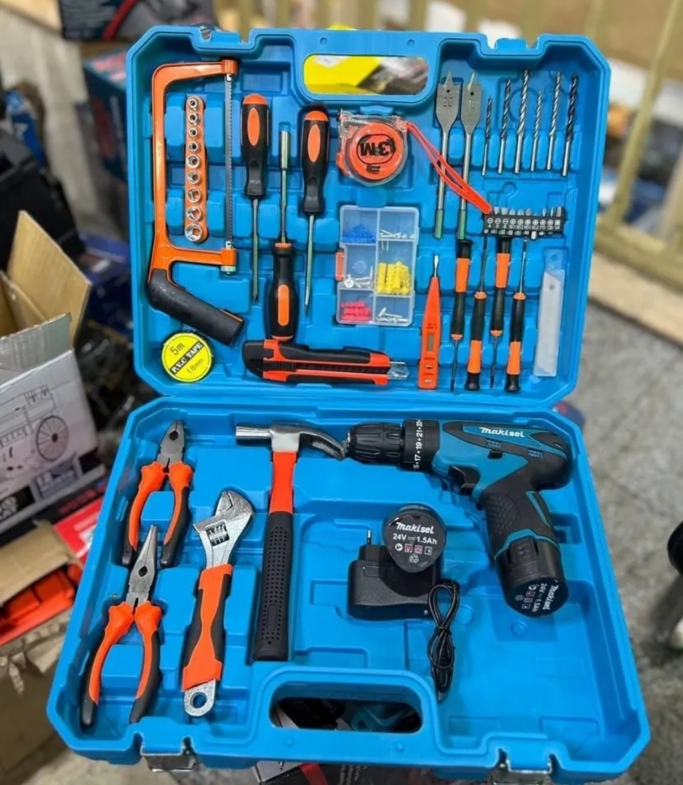 کیت دریل شارژی ۲۴ ولت طرح ماکیتا با لوازم مدل KIT-24V